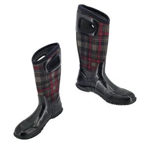 Bogs Rainboots Waterproof W Hampton Plaid‎ Academia Grunge Black Red US 7 EURO 8
